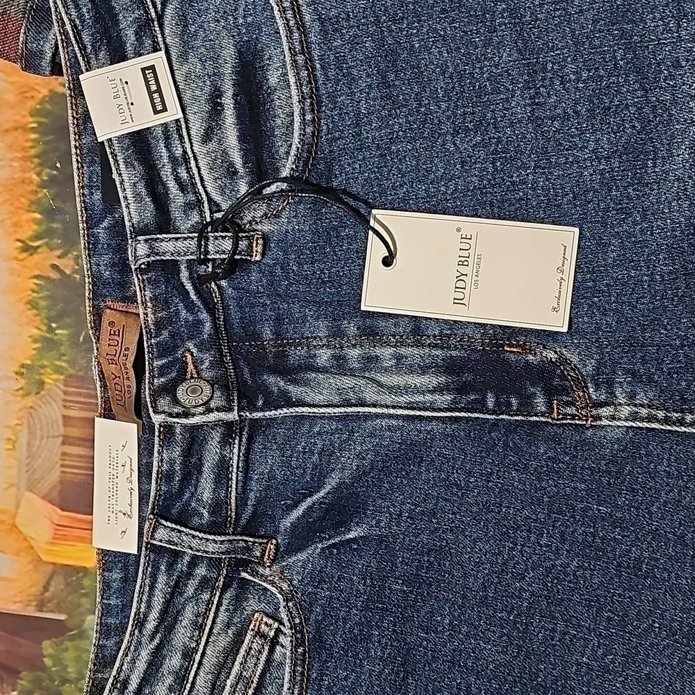 Judy Blue High Waisted Straight Plaid‎ Cuffed Jeans Size 11/30 NWT - Picture 4 of 10